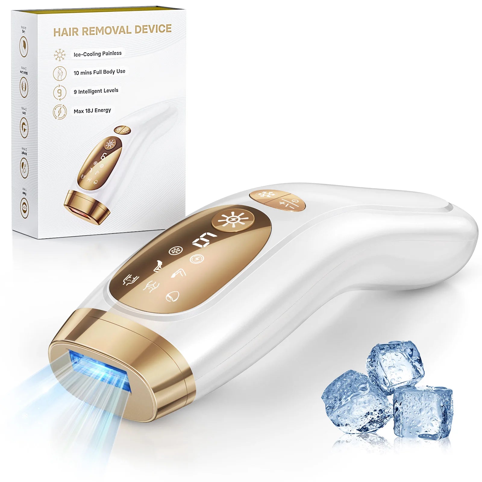 Laser Hair Removal with Ice Cooling Care Function for Women Men Permanent, Unlimited Flashes Painless Epilator IPL Hair Remover